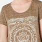 Camiseta feminina estampada de manga curta e gola redonda estilo &amp; co., marrom, tamanho médio