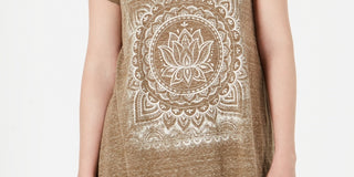 Camiseta feminina estampada de manga curta e gola redonda estilo &amp; co., marrom, tamanho médio