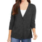 Cardigan feminino de lã merino com decote em V, cinza, tamanho extragrande, Charter Club