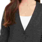 Cardigan feminino de lã merino com decote em V, cinza, tamanho extragrande, Charter Club