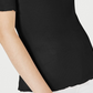 Blusa feminina Maison Jules com decote redondo e mangas curtas, preta, tamanho extragrande