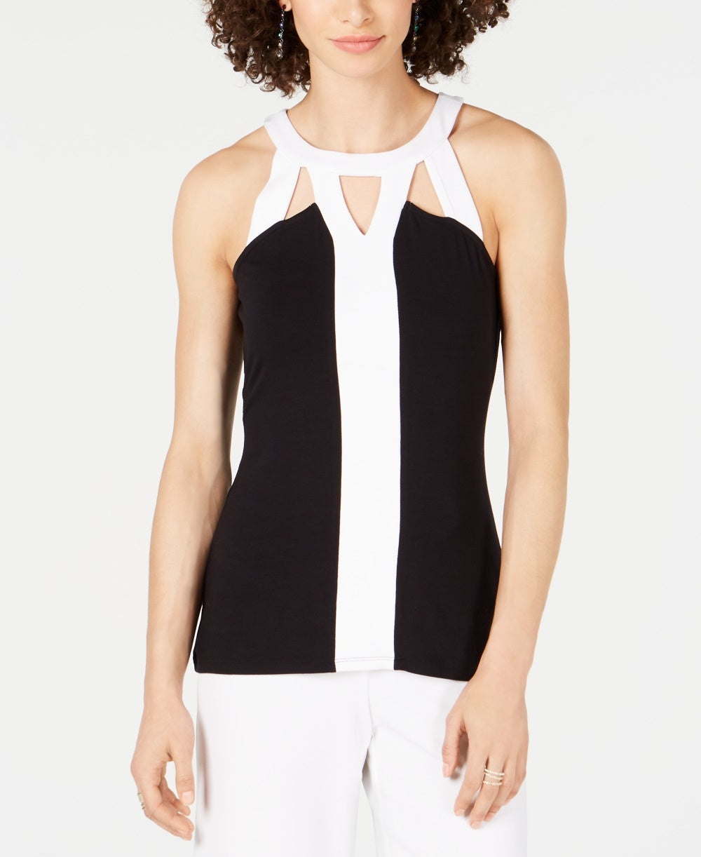 Regata feminina com blocos de cores da INC International Concepts, preta, tamanho pequeno, extragrande