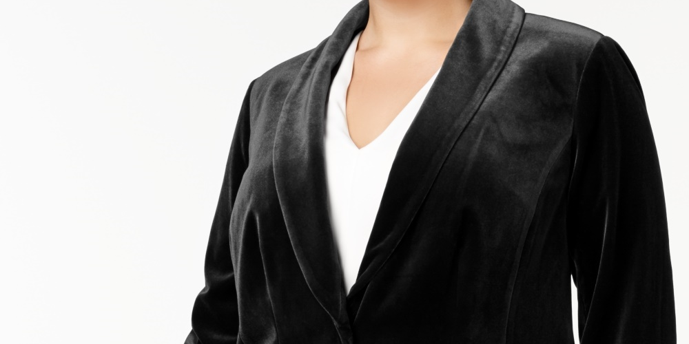 Blazer de veludo feminino INC International Concepts, preto, tamanho 4X
