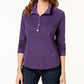 Karen Scott Sport Gola Asa Feminina Blusa Frente com Botões Roxo Tamanho P