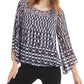 Blusa feminina Alfani Petite com estampa de anjo e manga comprida, roxa, tamanho P