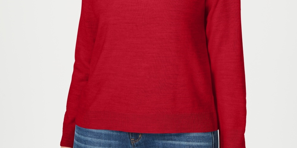 Karen Scott Suéter Feminino Gola Falsa Vermelho Tamanho Pequeno Pequeno