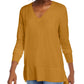 Suéter feminino Maison Jules com decote em V, amarelo, tamanho grande