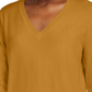 Suéter feminino Maison Jules com decote em V, amarelo, tamanho grande