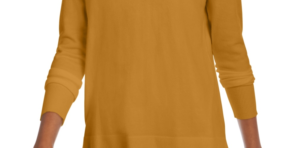 Suéter feminino Maison Jules com decote em V, amarelo, tamanho grande