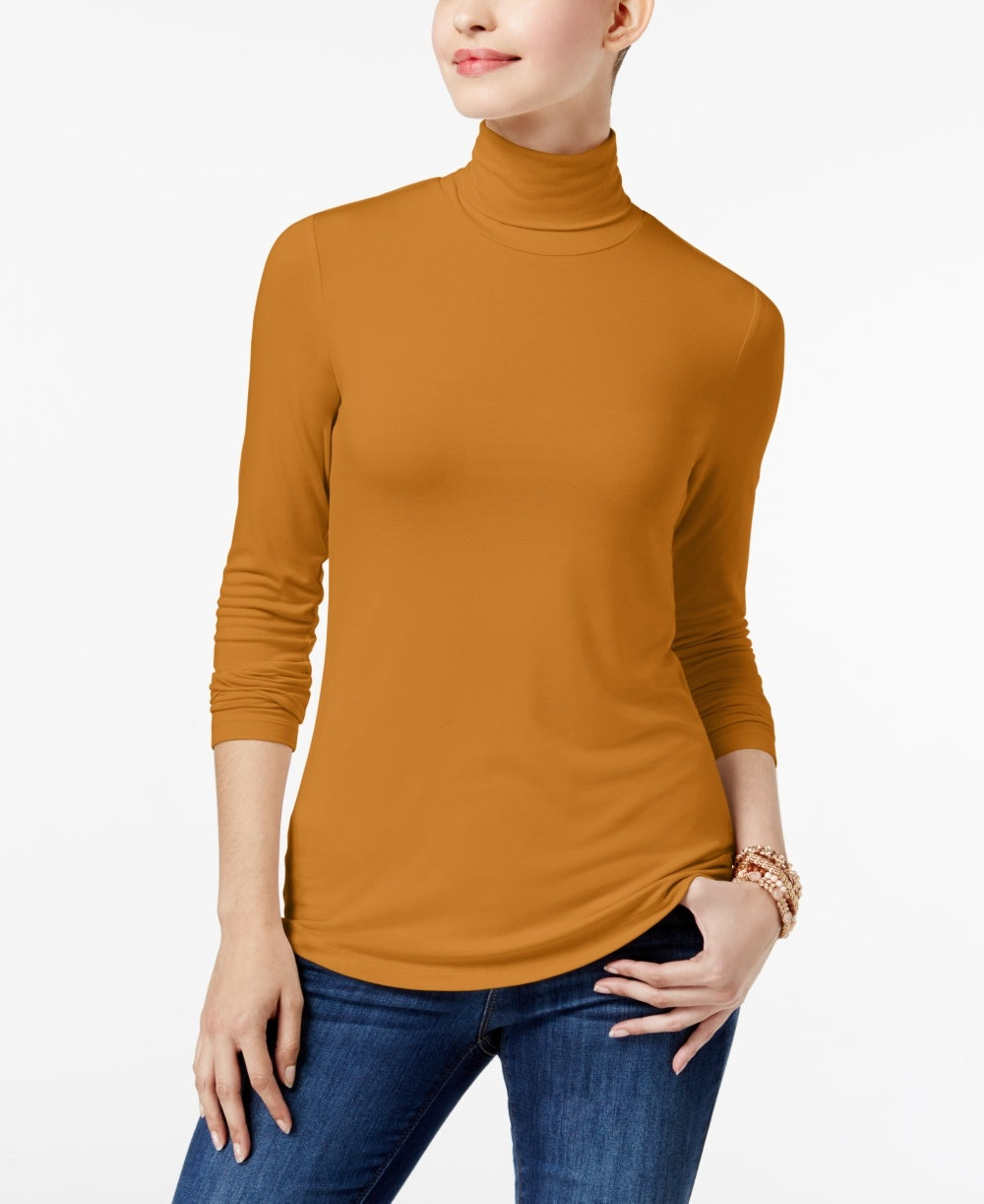 Blusa de gola alta feminina Maison Jules, amarela, tamanho pequeno