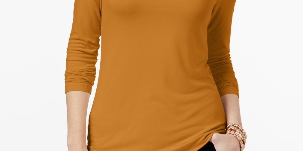 Blusa de gola alta feminina Maison Jules, amarela, tamanho pequeno