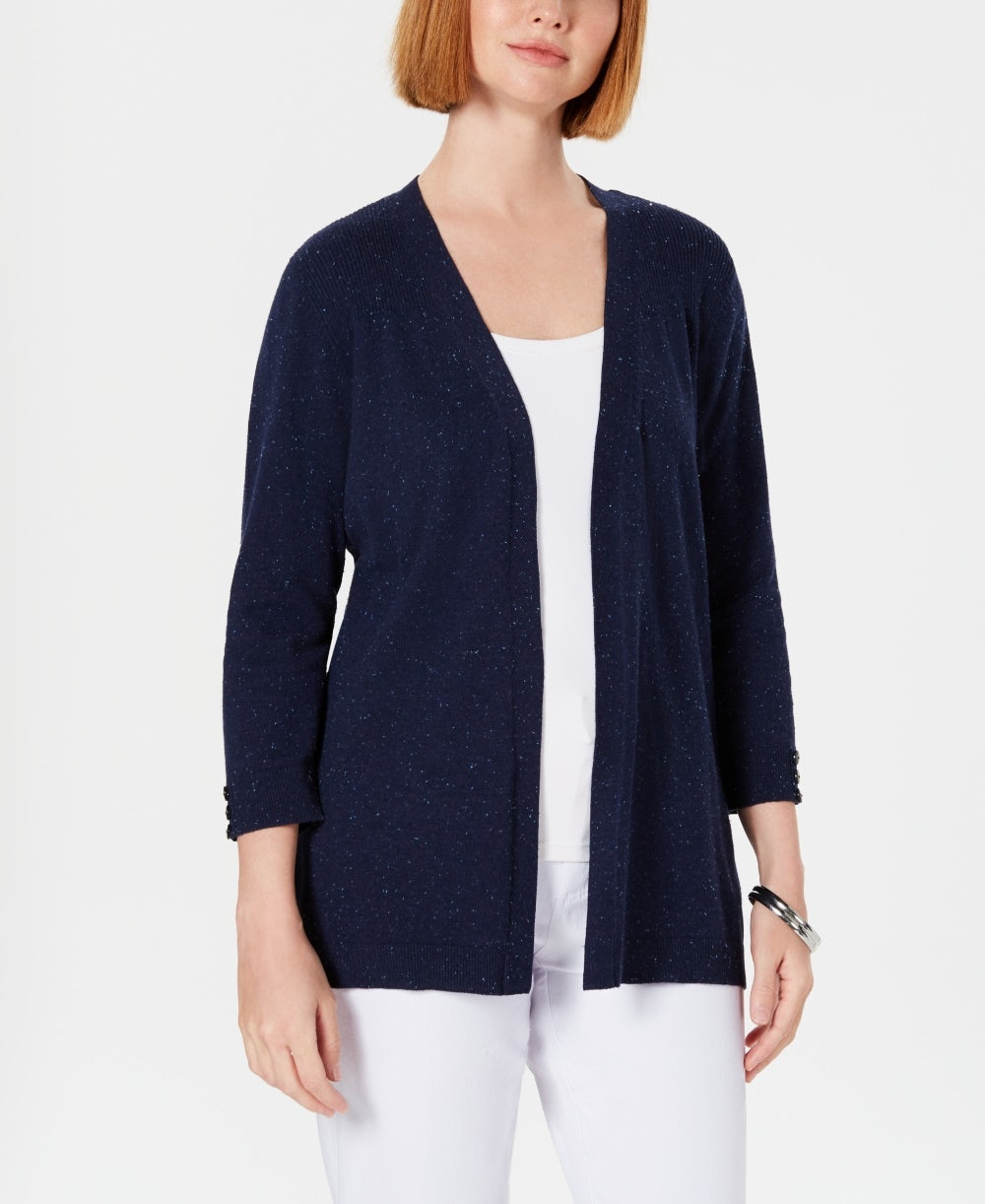 Karen Scott Cardigan Feminino Pequeno com Frente Aberta Azul Marinho Tamanho PM