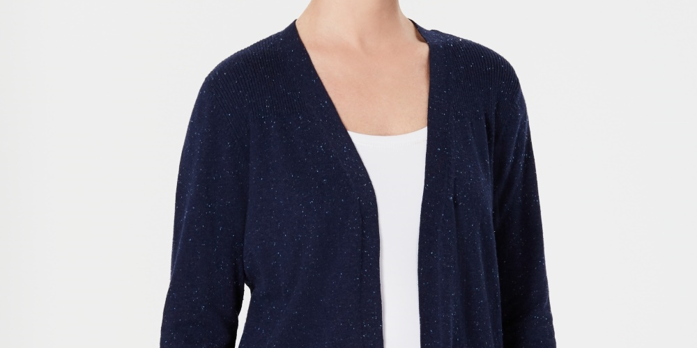 Karen Scott Cardigan Feminino Pequeno com Frente Aberta Azul Marinho Tamanho PM