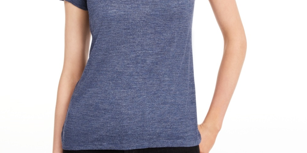 Camiseta feminina lisa com amarração nas costas Maison Jules, azul, tamanho XX-G