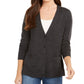 Cardigan feminino de lã merino com decote em V, cinza, tamanho XX-G