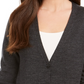 Cardigan feminino de lã merino com decote em V, cinza, tamanho XX-G
