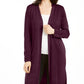Cardigan feminino com mangas atadas e amarração JM Collection, roxo, tamanho médio