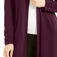 Cardigan feminino com mangas atadas e amarração JM Collection, roxo, tamanho médio