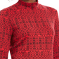 Karen Scott - Blusa feminina com estampa Fair Isle e gola falsa, vermelha, tamanho PS