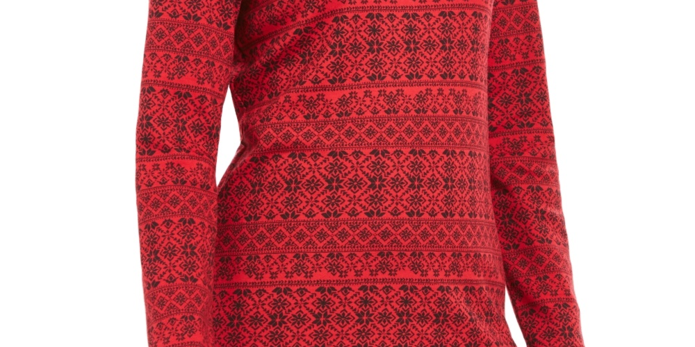 Karen Scott - Blusa feminina com estampa Fair Isle e gola falsa, vermelha, tamanho PS