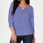 Camisa Henley de algodão pequena Karen Scott feminina, roxa, tamanho pequeno