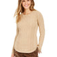 Suéter feminino Charter Club bege com glitter e manga comprida, gola redonda, tamanho XX-G