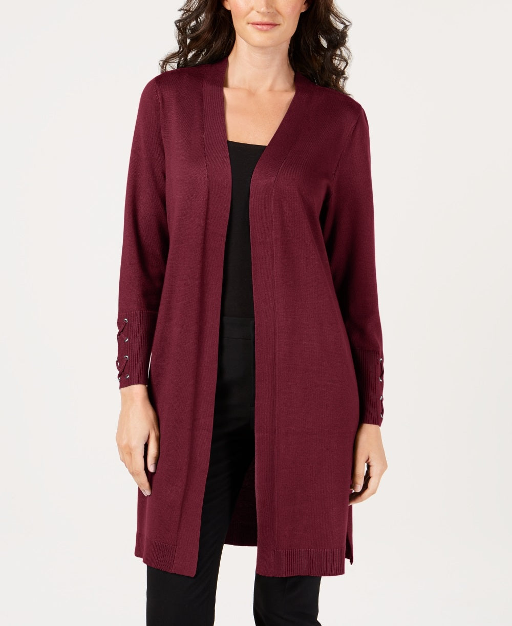 Cardigan Duster Feminino JM Collection Frente Aberta Vermelho Tamanho Pequeno X-Grande