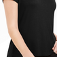Blusa feminina NY Collection com mangas abotoadas, preta, tamanho pequeno, médio