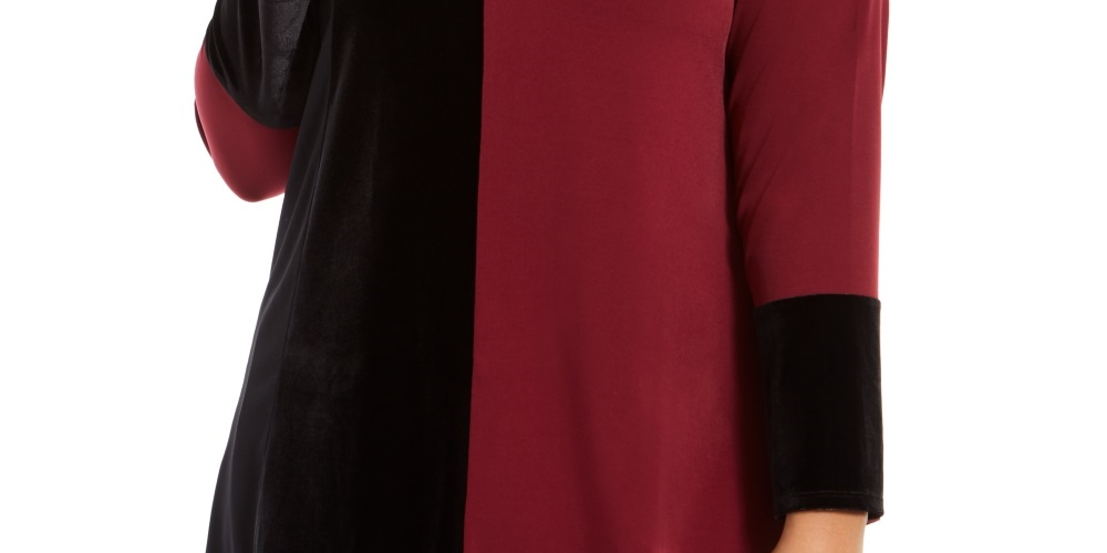 Túnica feminina Alfani Plus Colorblock assimétrica vinho tamanho 2X