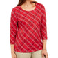 Karen Scott Top Xadrez Feminino Vermelho Tamanho Pequeno Pequeno