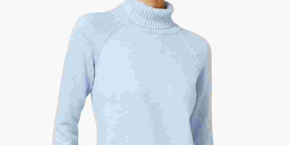 Karen Scott Suéter Feminino Azul Claro Manga Longa Gola Alta Tamanho Pequeno X-Grande
