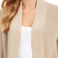 Cardigan feminino de algodão com abertura frontal, tamanho médio, bege, Charter Club
