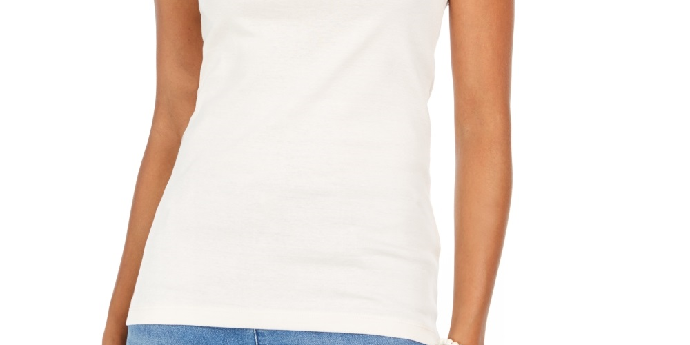 Regata feminina de algodão estilo &amp; co, branca, tamanho médio