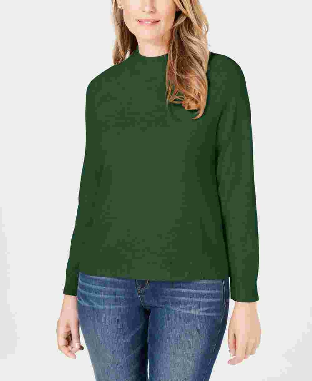 Karen Scott Suéter Feminino Gola Mock Verde Tamanho P