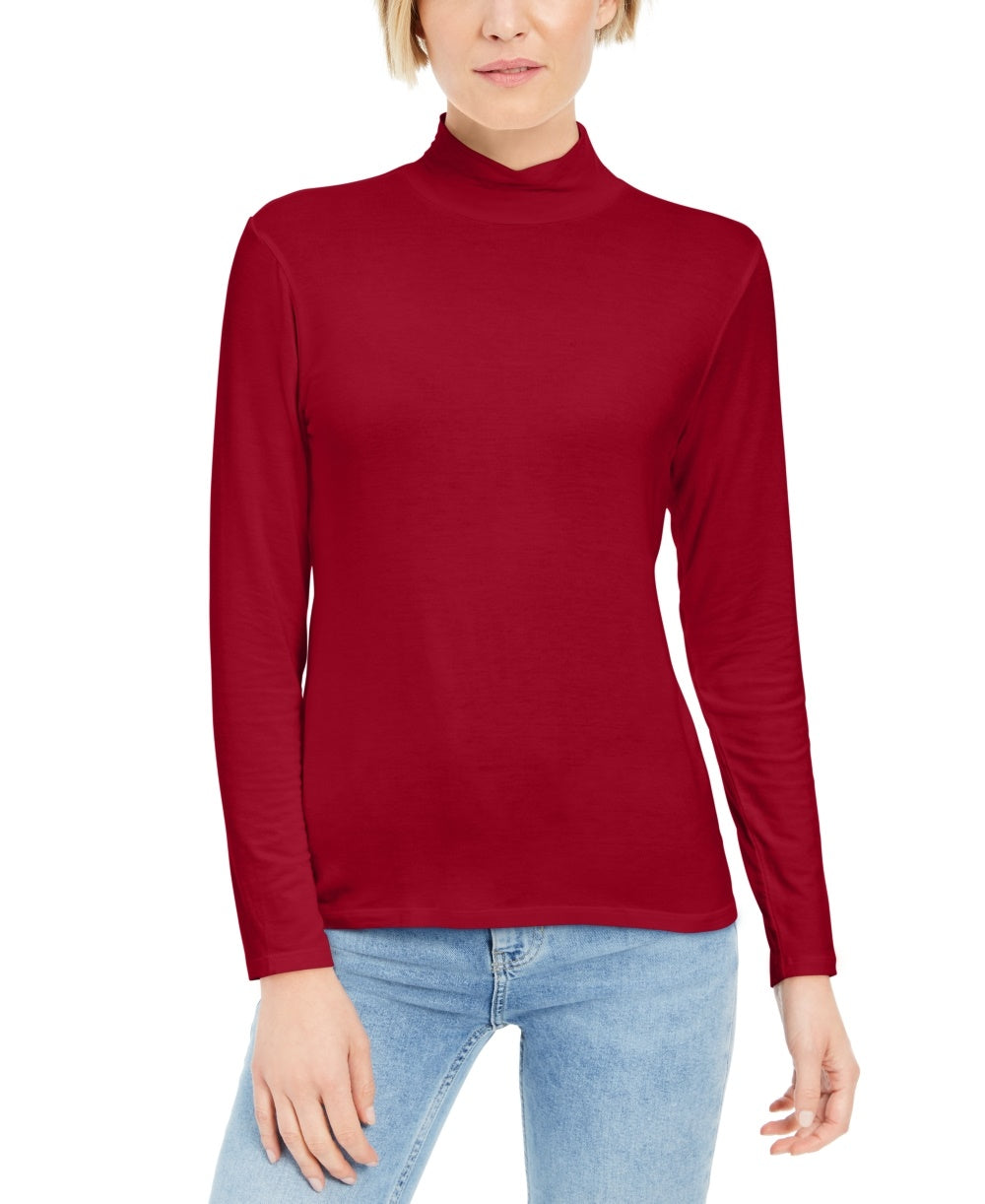 Blusa de gola alta feminina Style &amp; Co vermelha tamanho grande