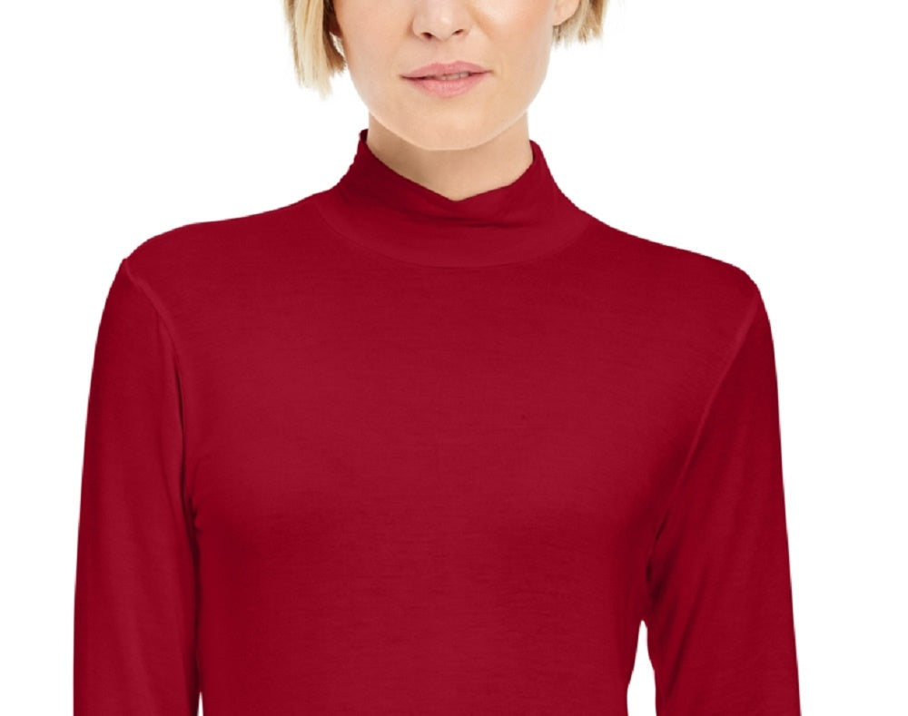 Blusa de gola alta feminina Style &amp; Co vermelha tamanho grande