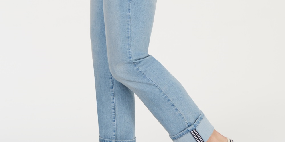 Calça jeans feminina com controle de barriga e punho Charter Club, azul, tamanho 18