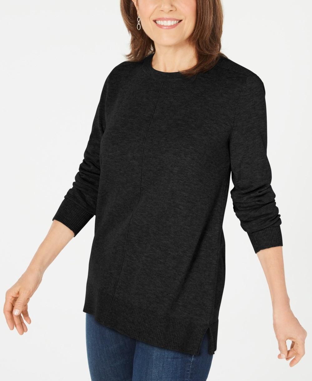 Karen Scott Suéter Feminino Plush com Costura Frontal Preto Tamanho P