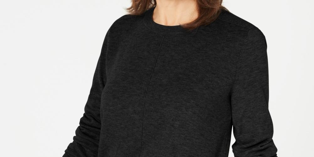 Karen Scott Suéter Feminino Plush com Costura Frontal Preto Tamanho P