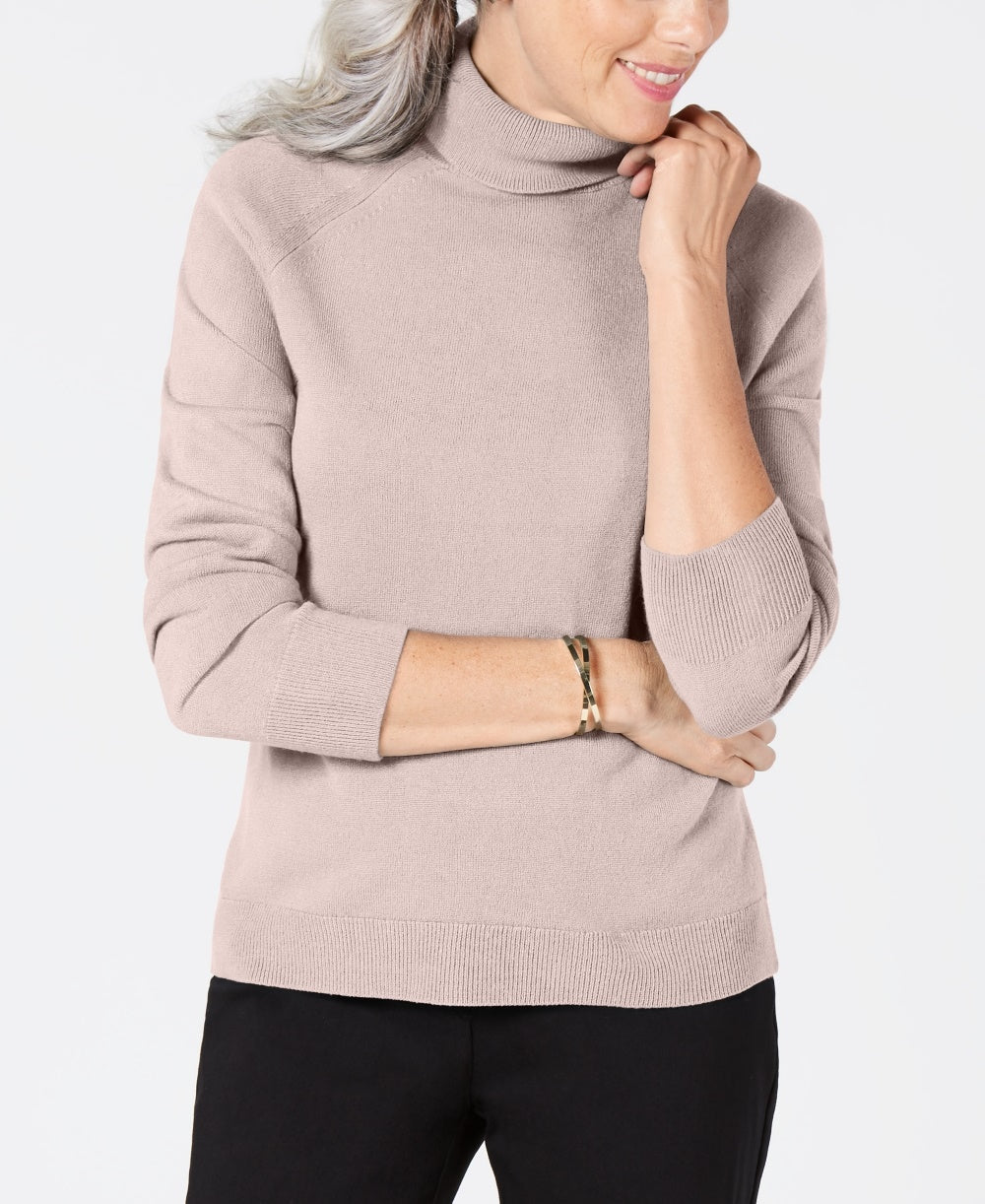 Karen Scott Suéter Feminino Petite Luxsoft Gola Alta Rosa PS