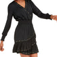 Vestido feminino com babados e tachas da INC International Concepts, preto, tamanho PL