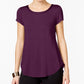 Camiseta feminina Alfani com acabamento em cetim, tamanho pequeno, roxa
