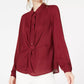 Blusa feminina Alfani Petite Twist com botões na frente, tamanho vinho, pequena, extragrande