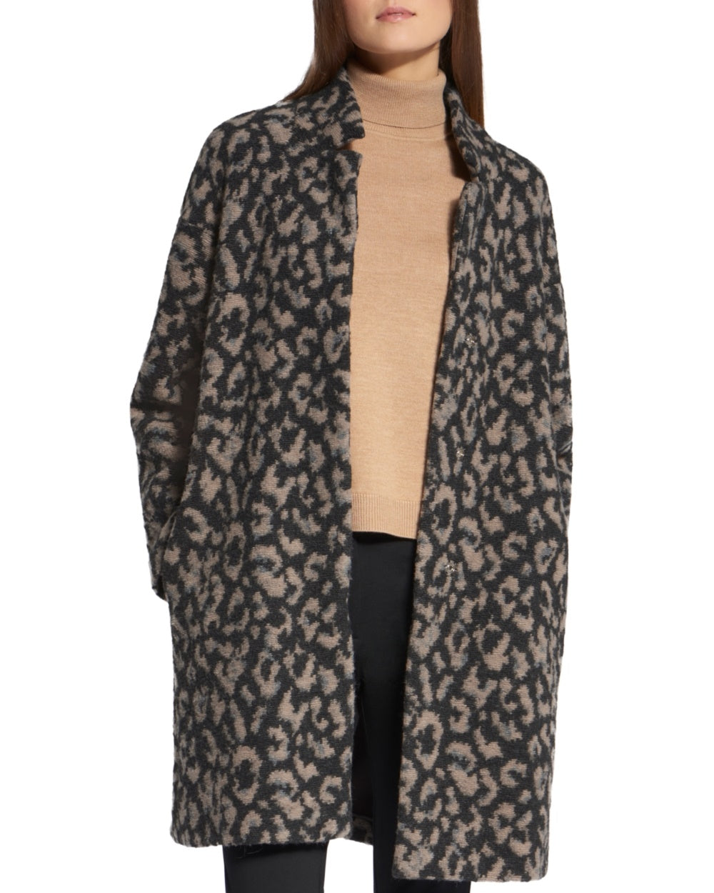 Casaco Basler feminino com estampa animal, cinza, tamanho 16