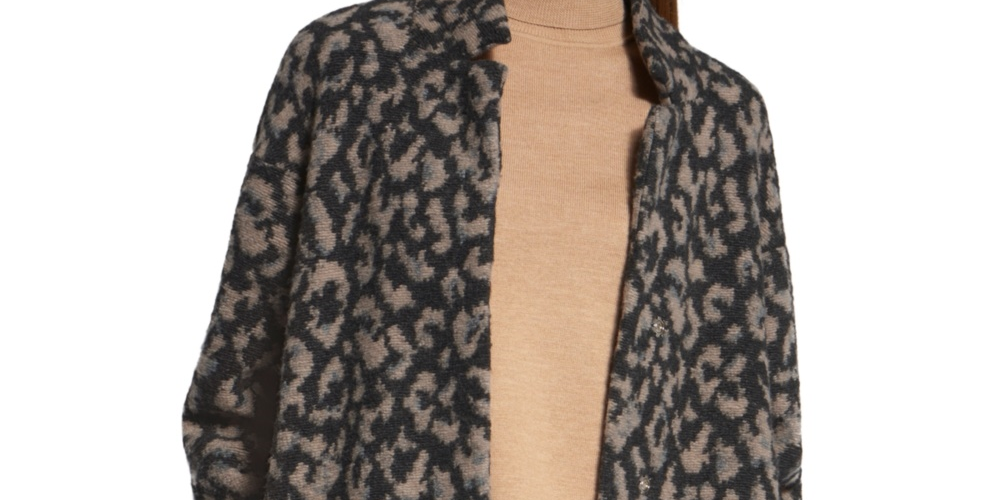 Casaco Basler feminino com estampa animal, cinza, tamanho 16