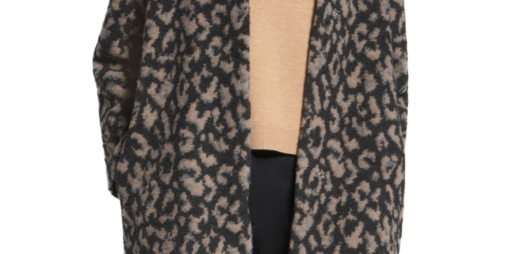 Casaco Basler feminino com estampa animal, cinza, tamanho 16