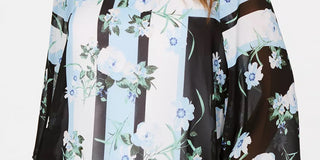 Blusa Alfani Feminina Petite Estampada Manga Anjo Azul Marinho Tamanho Petit X-Large