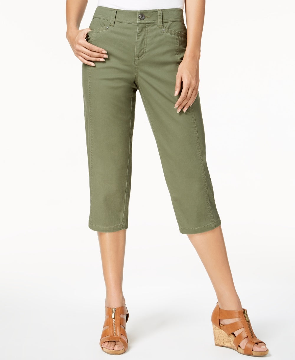 Calça Capri Feminina Estilo &amp; Co com Bainha Dividida Verde Tamanho 4