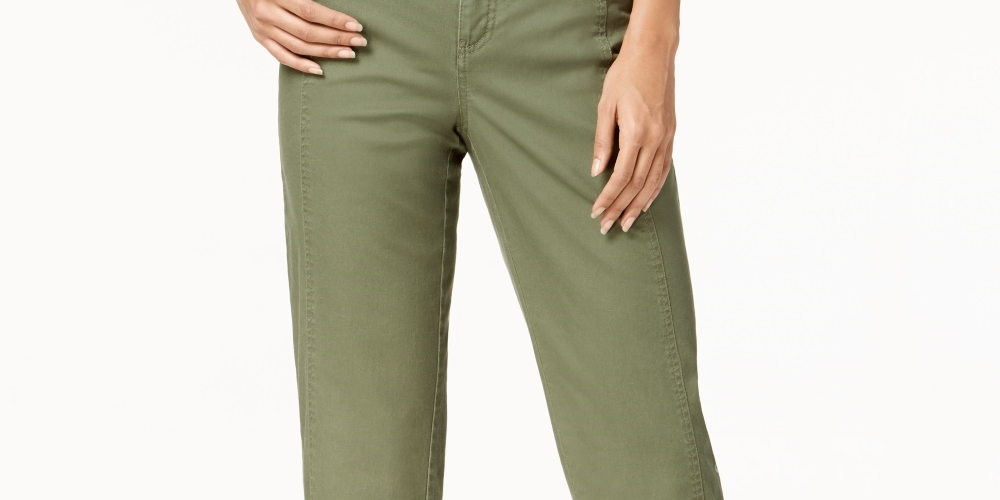 Calça Capri Feminina Estilo &amp; Co com Bainha Dividida Verde Tamanho 4