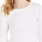 Charter Club Supima Puff Sleeve Top Feminino Branco Tamanho X-G